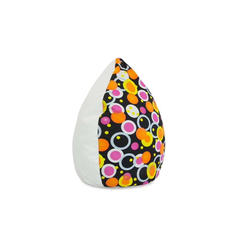 Faux Leather Refillable Bean Bag Chair, White/Black, 110cm x 58cm x 58cm