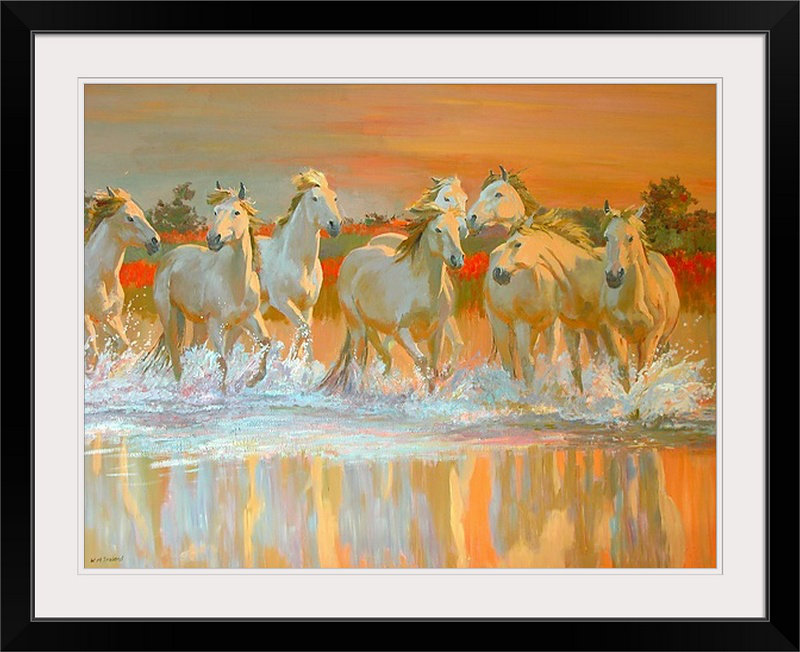« camargue » par william ireland, reproduction d’art, H 20 po x l 24 po x P 1 po, Cadre blanc