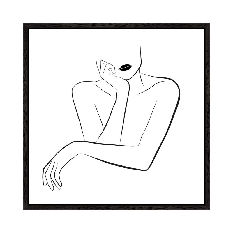 Minimal Face Line Art by Tiny Treasure Prints - Gallery-Wrapped Canvas Giclée on Canvas, Black Floated Frame