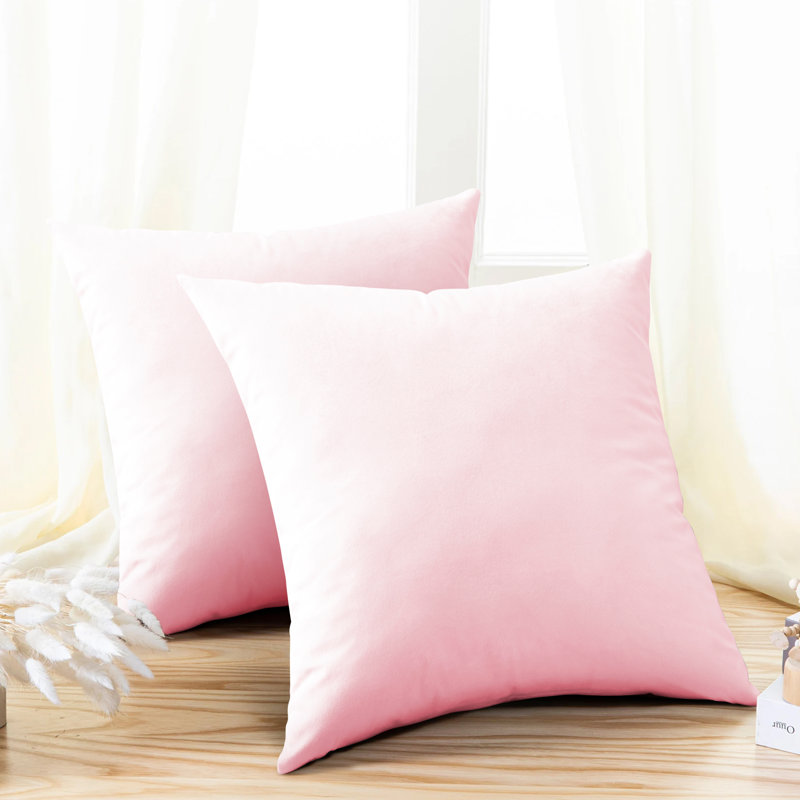 Crushed Velvet Scatter Cushion Cover Set, Pink Rose