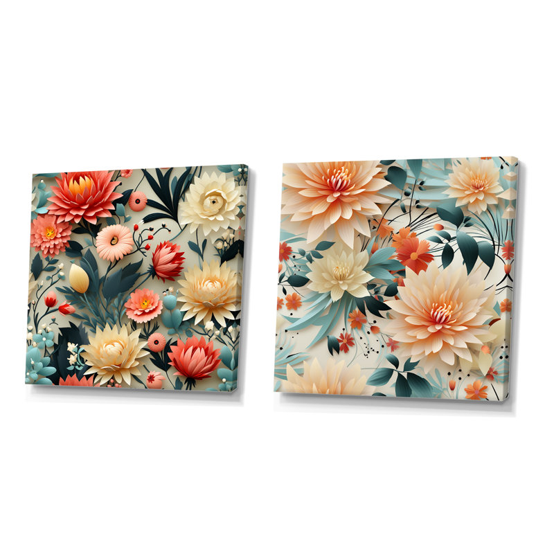 Maelly - ensemble de 2 reproductions d'art sur toile, Toile tendue, H 16 po x l 33 po x P 1 po