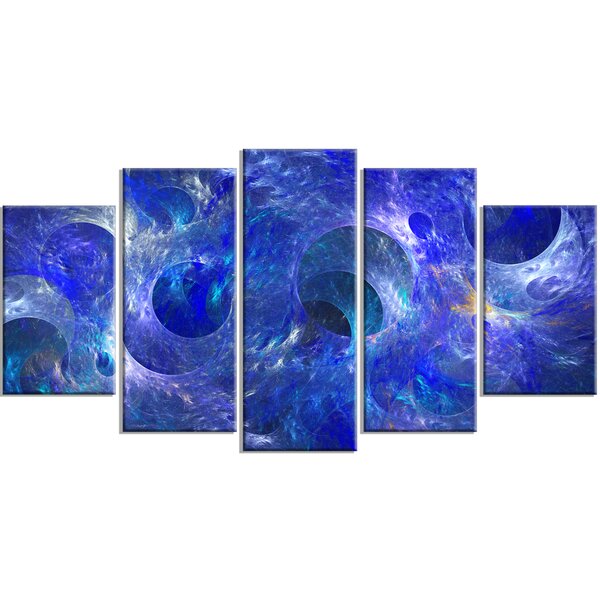 DesignArt Clear Blue Fractal Glass Texture On Canvas 5 Pieces Print ...