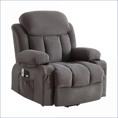 Fauteuil inclinable électrique Power Lift Massage, gris ardoise | Port USB, poches latérales, télécommande pour le salon | Gris ardoise, tissu