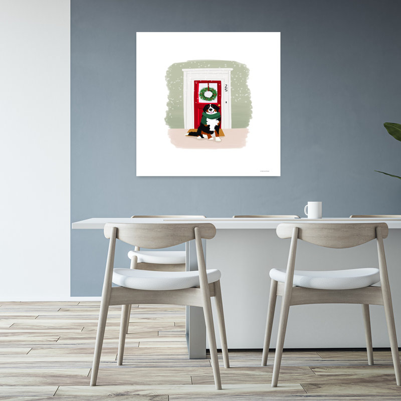 Art de chien contemporain de Noël fantaisiste, H 32 po x l 32 po