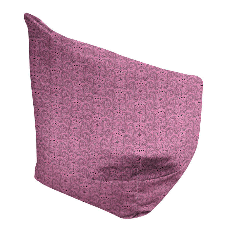 Sac de pois Leffel, Housse de pouf, H 38 po x L 42 po x P 29 po, Rose pastel/noir