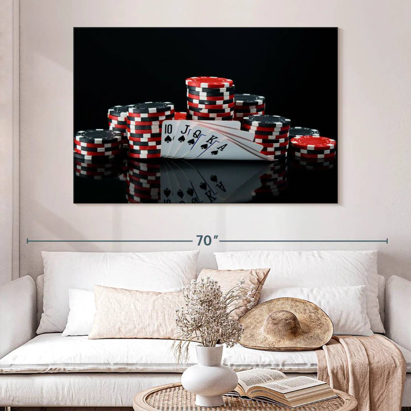Poker sur toile, H 34 po x l 51 po x P 1,25 po