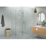 Halo 48 in. x 33 in. x 78 in. 90-degree Fully Frameless Glass Hinged Shower Enclosure