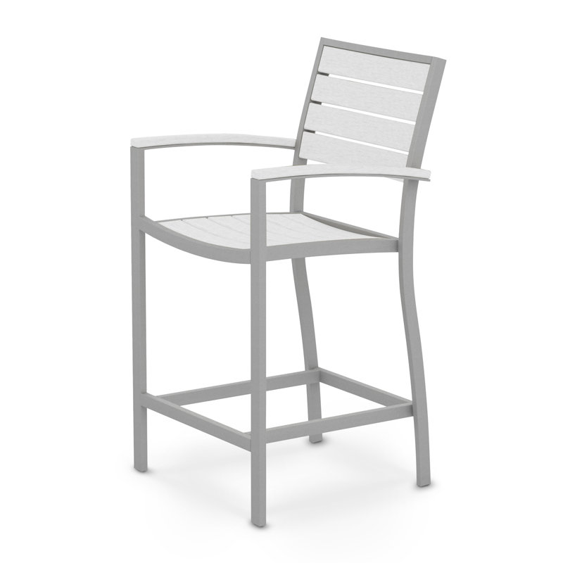 Chaise avec accoudoirs de comptoir POLYWOOD Euro, Bronze texturé, Blanc