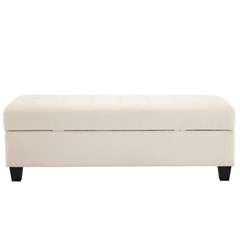 Brierre Polyester Blend Upholstered Storage Bench, Cream