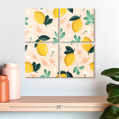 Motif Yarlin citron et fleurs