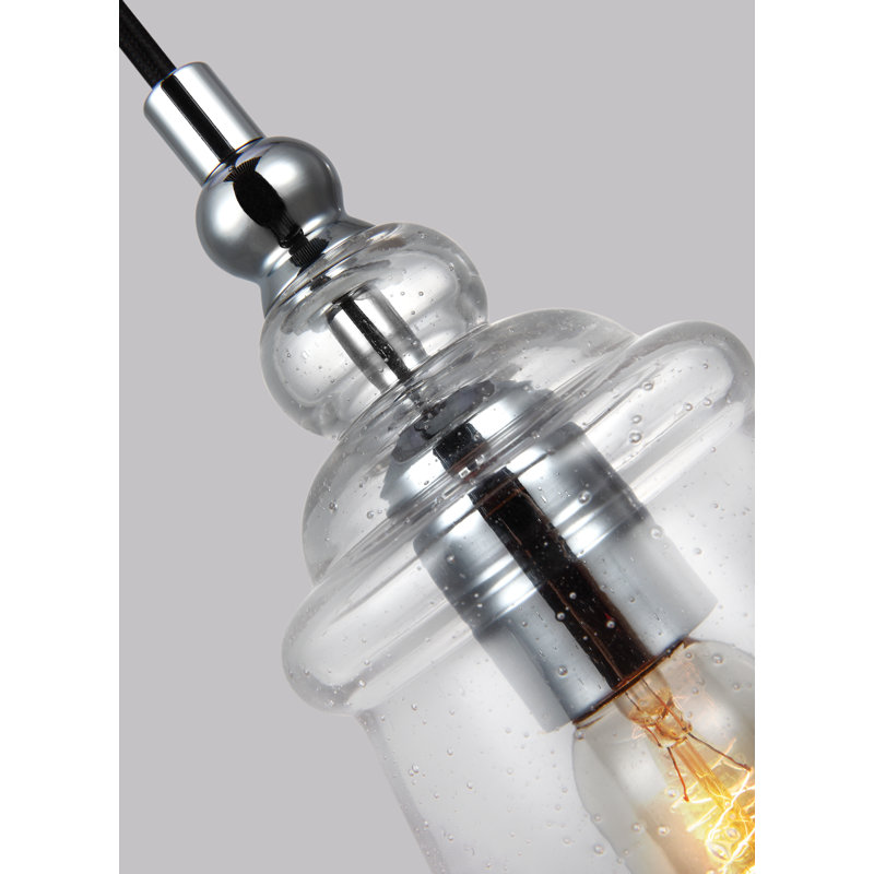 Luminaire suspendu en forme de cloche à 1 lumière Levine, Chrome