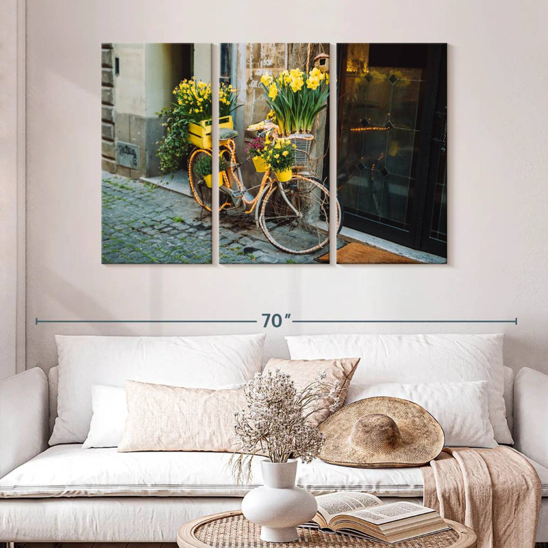 Mehar Bicycle Full Of Flowers, 32" H x 50" W