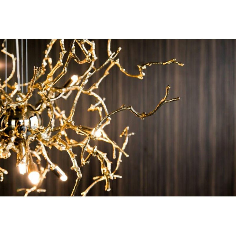 Lustre suspendu sculpté à la main Light Fizaan, Bronze doré, 18" Length x 18" Width x 20" Height