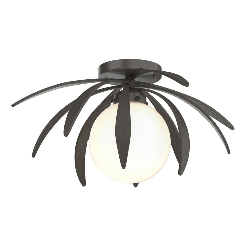 Dahlia 1 - Light Semi Flush Mount, Opal White, Dark Smoke