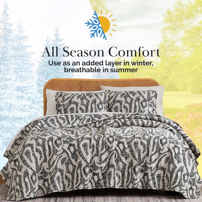Ensemble de courtepointe légère surdimensionnée avec taies décoratives Khari par Southshore Fine Linens, Ardoise