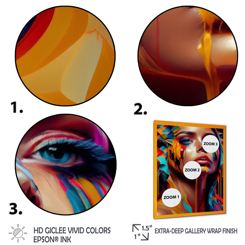 «Vibrant Creative Woman Portrait VII», impression sur toile, H 40 po x l 30 po x P 1,5 po
