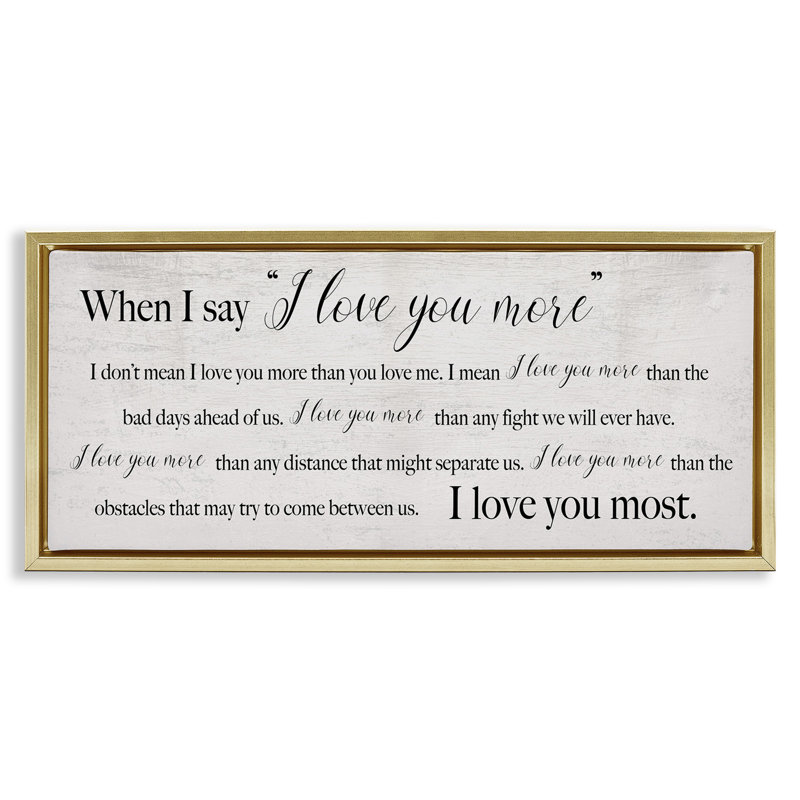 «Love You Most Sentiments» par Daphne Polselli, H 11 po x l 25 po, Cadre flottant métallique doré