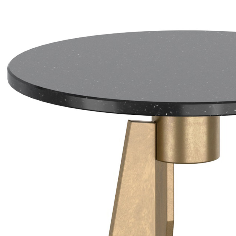 Table d'appoint moderne industrielle en marbre et laiton - noir et or vieilli, Noir