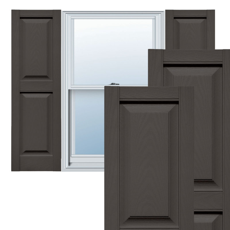 Vinyle à vie, panneaux sur mesure, volets surélevés, avec persiennes, Gris tuxedo, H 37 po x l 14,5 po x P 1 po