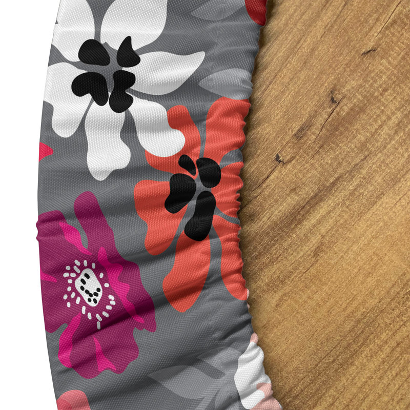Winston Porter Floral Fitted Round Tablecloth Diameter Multicolor, 67.72" Round
