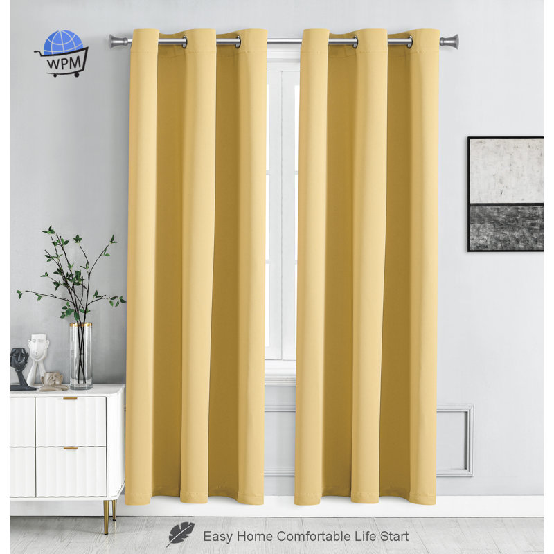 Blackout Drapes Curtains / Drapes Pair, Mustard , 42" W x 84" L