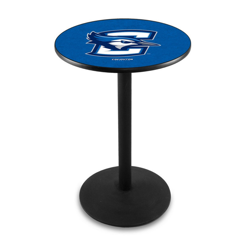 Round Metal Base Dining Table, Black Wrinkle, Creighton University