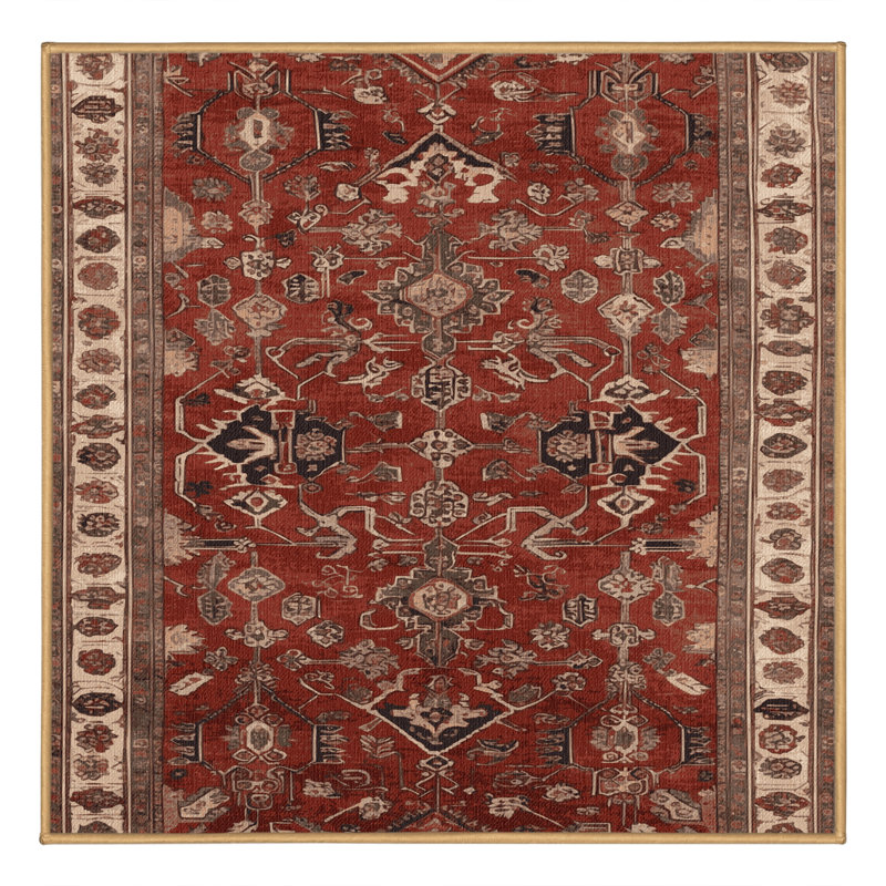 Machine Washable Persian Brown Area Rug, Square 6'