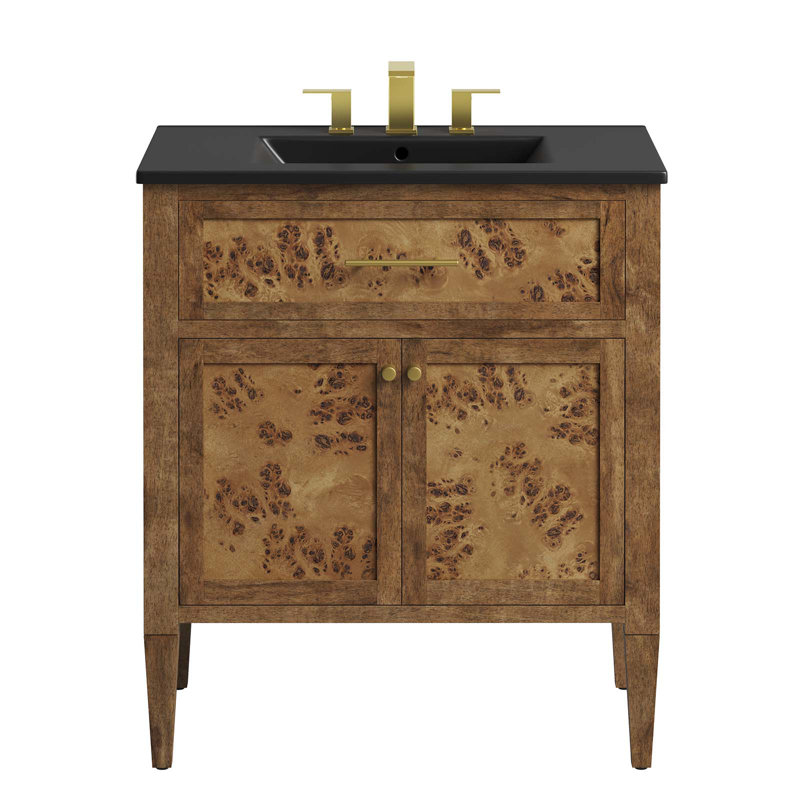 Elysian 30" Burl Wood Bathroom Vanity with Ceramic Sink