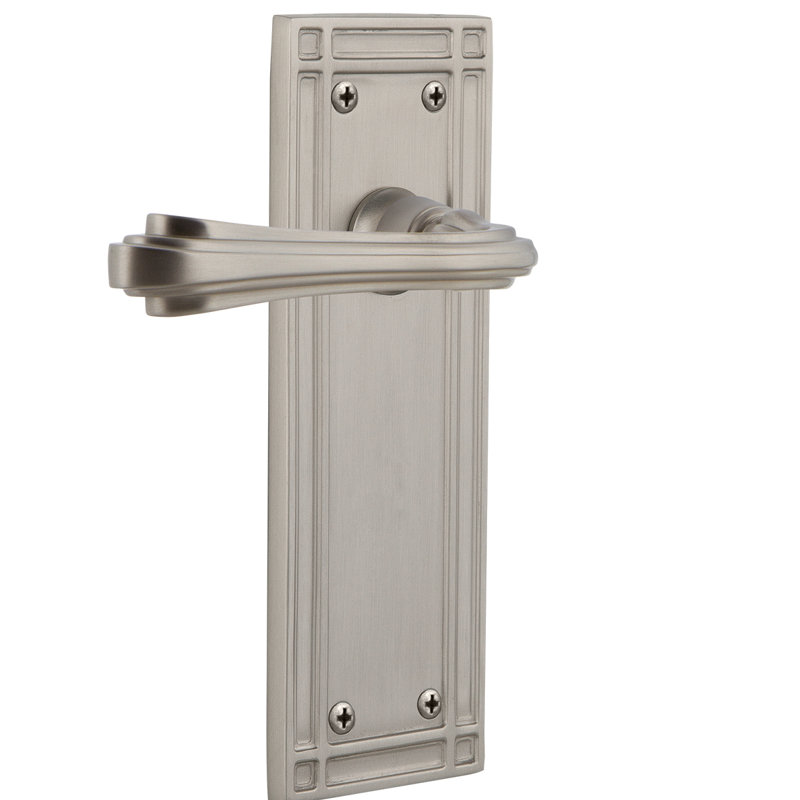 Mission Plate Privacy (Bed & Bath) with Fleur Lever, 2.75", Satin Nickel