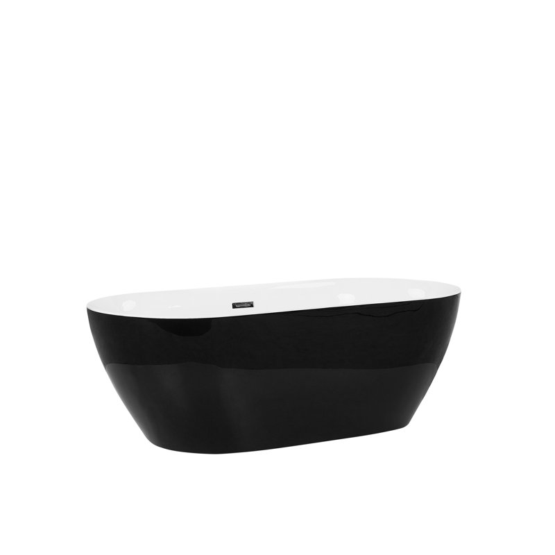 Halie x Freestanding Soaking Acrylic Bathtub, 58cm H x 75cm W x 160cm L, Black