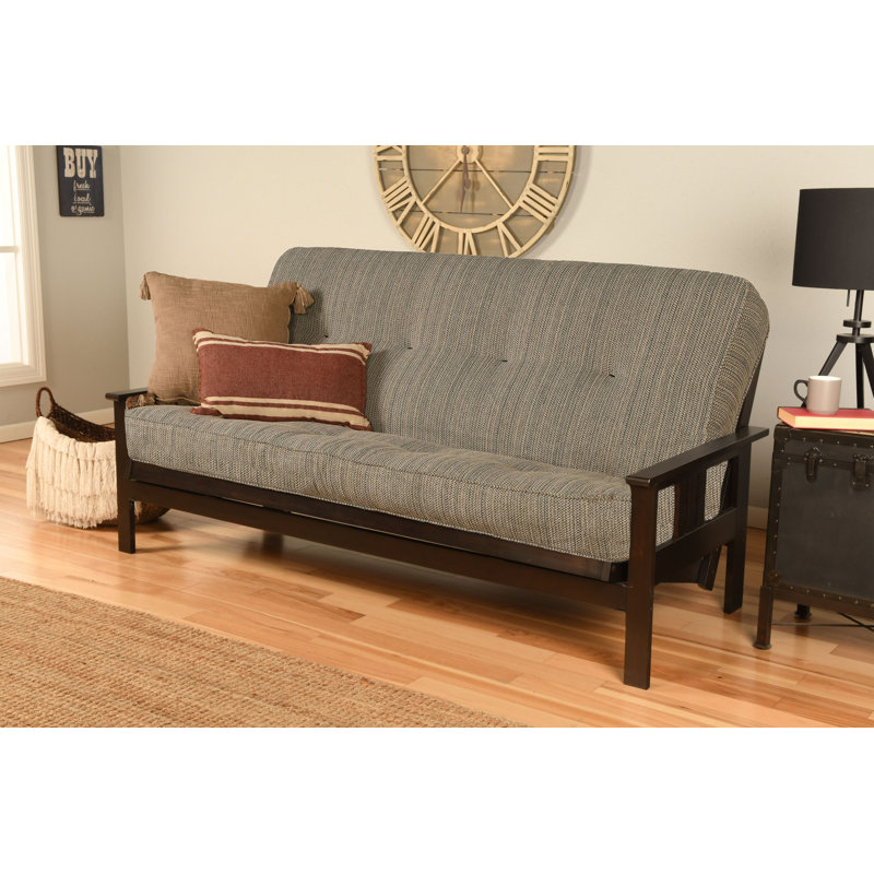 Johnte Full-Size Futon Frame and Full-Size Innerspring Mattress, Espresso, Taxi Seaport, Innerspring