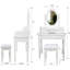 Bureau de meuble-lavabo avec miroir pivotant à 360 °, rangement à 4 tiroirs, finition blanche, tabouret confortable, tiroirs visuels attrayants, structure stable polyvalente rembourrée-1922352005