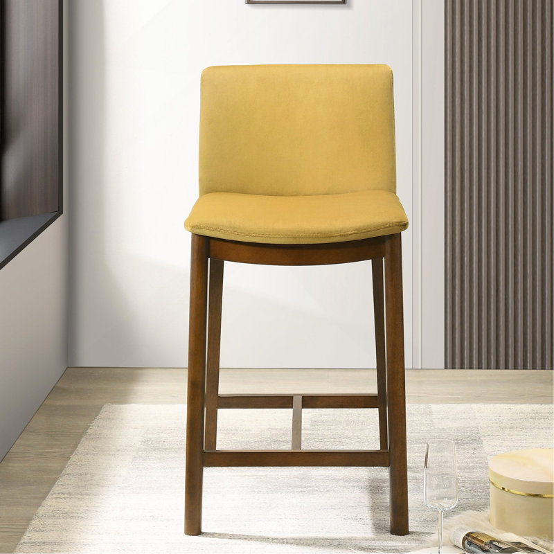 Shannon Counter Chair In Dark Yellow Velvet, Yellow 