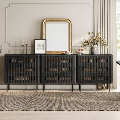 94.5"W Sideboard Buffet Cabinet with Storage, Kitchen Cabinet, Black