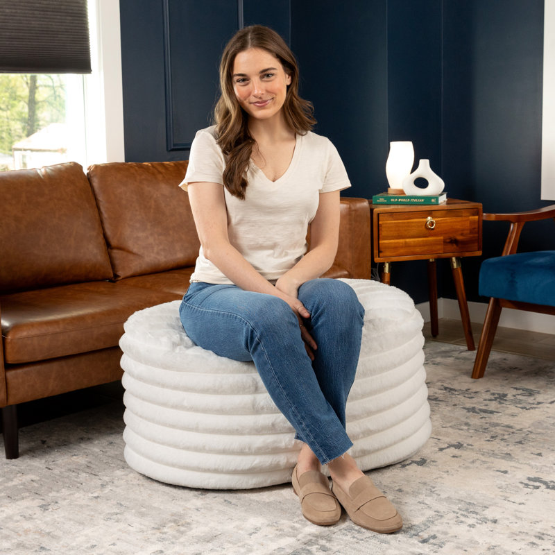 Repose-pieds Mercer41 Paran, 16" H x 26" W x 35" L, Ivory