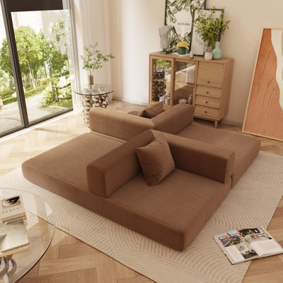 Compression Sofa,Foldable Three Person Fabric Sofa Bed, Corduroy Mattress Couch, High Rebound Density Sponge Floor Sofa