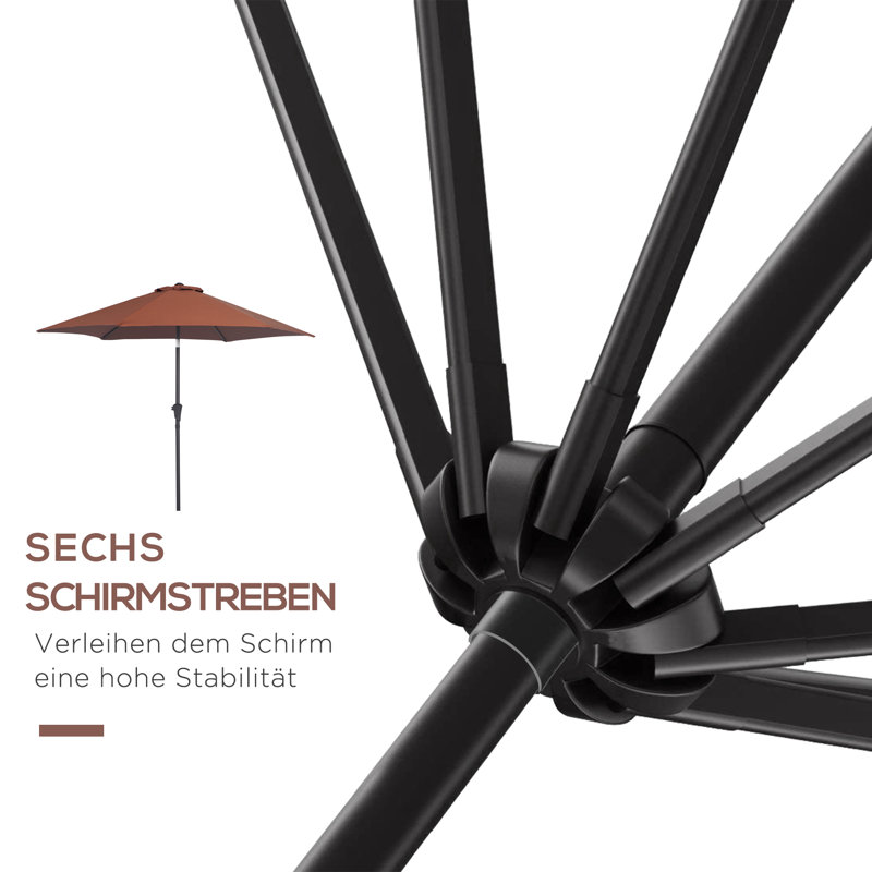 2.7cm Tilt Market Parasol, Brown