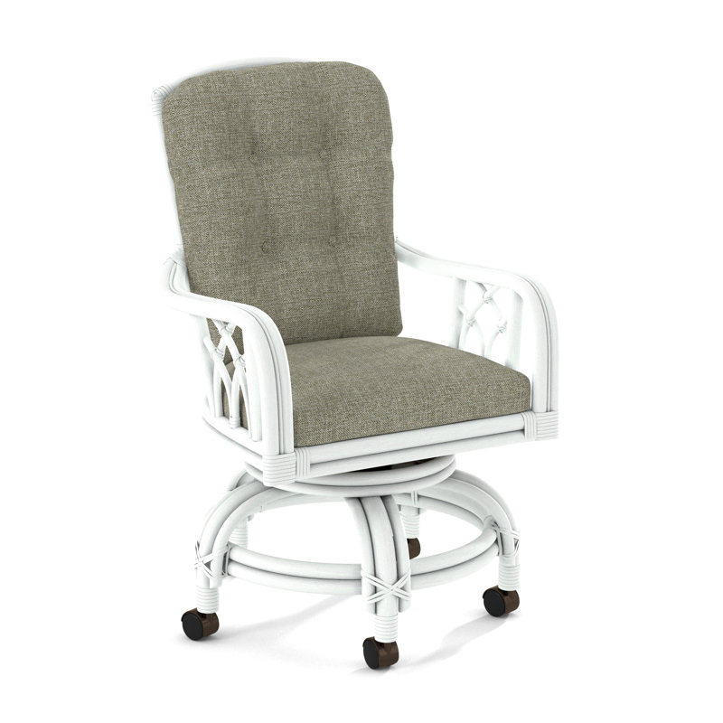 Edgewater Castered Arm Chair, Beige Performance Fabric; 0851-73, Frost White