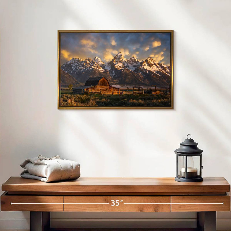 Mormon Row Barn, 19 po x 13 po, Cadre flottant doré