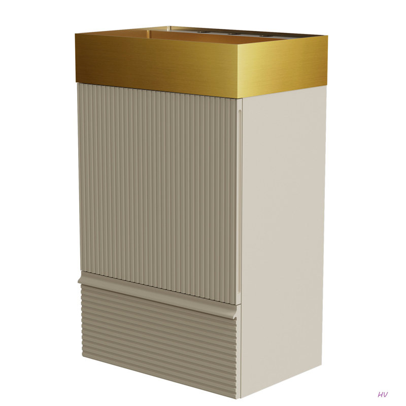 Meuble-lavabo rayé 20 po avec lavabo intégré, armoire de salle de bain autoportante pour salle de bain moderne, Noir