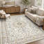 Tapis lavable beige à motif floral vintage de 152 x 213 cm avec envers antidérapant
