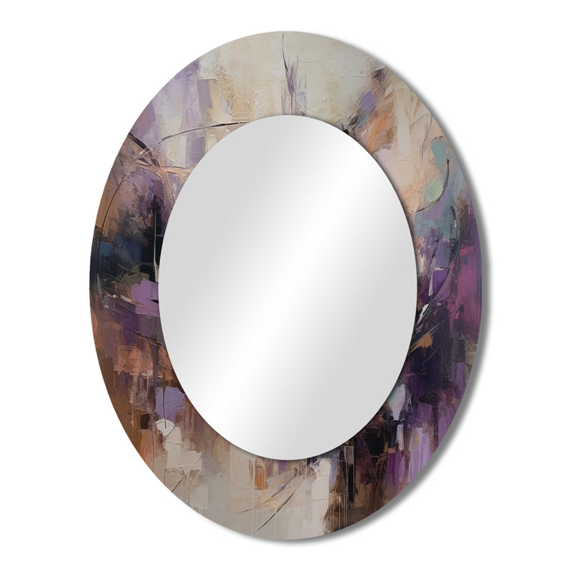 Purple Minimalims Enchantment - Purple Modern Oval Wall Mirror, 43" x 33"