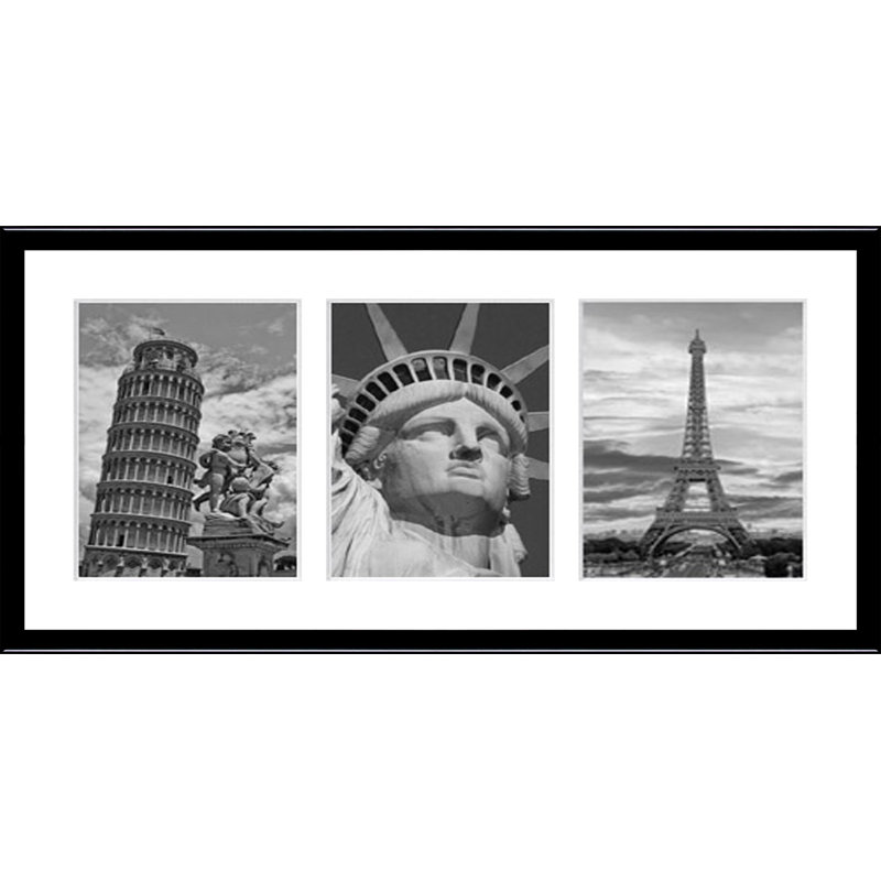 Landric Wood Picture Frame with Mat, Glossy black