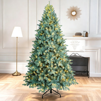 Arbre de Noël épinette bleu pré-éclairé
