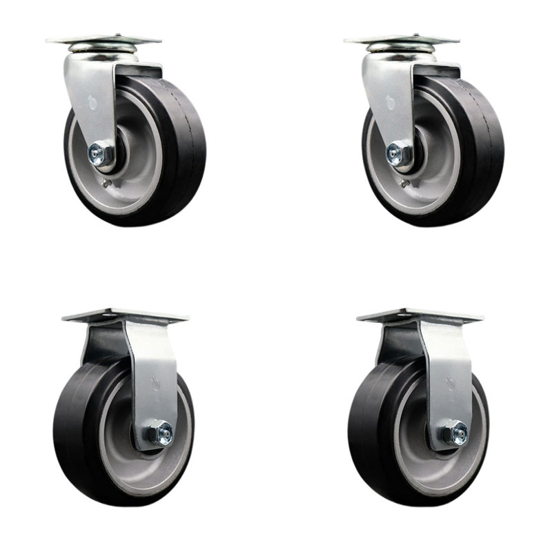 4 Piece Rubber on Aluminum Caster Set