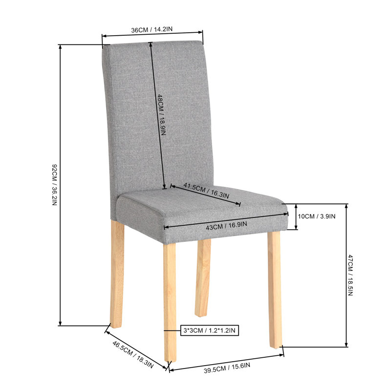 Detert 47cm H Fabric Upholstered Parsons Chair in Grey