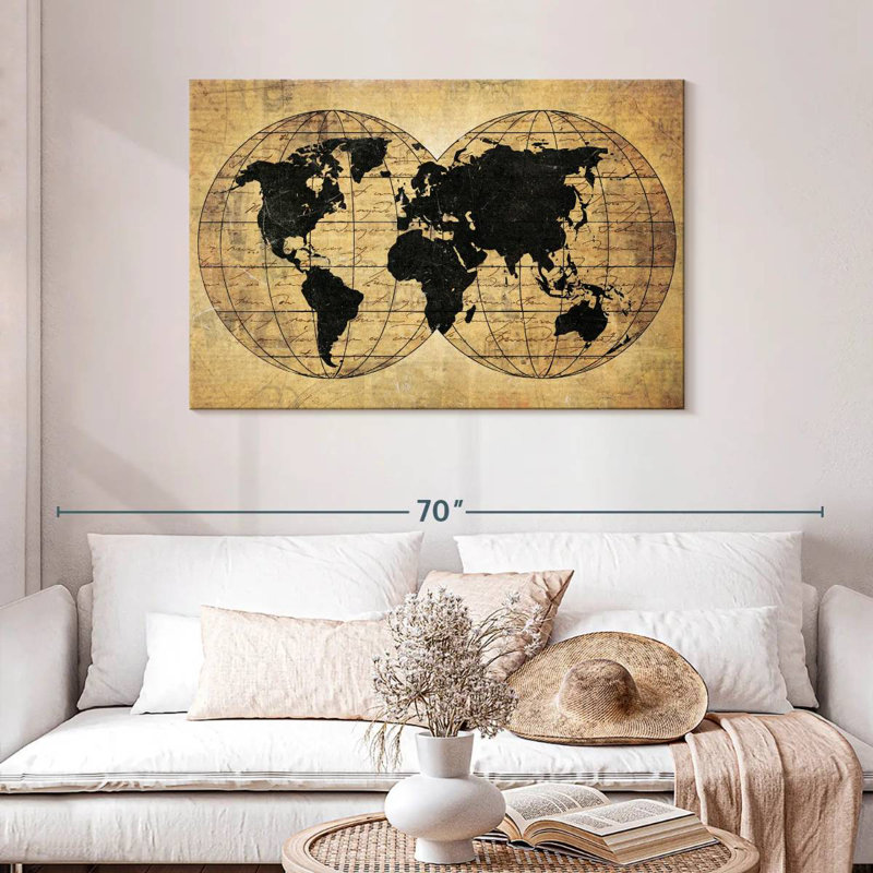 Carte du monde Aliaz Old Globe, H 30 po x l 45 po