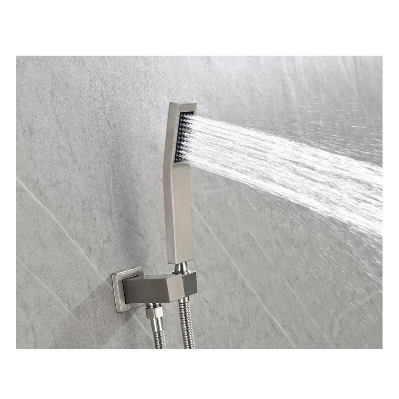 10" Wall - Mounted Rain Shower Head System - Square Design, Air - In Technology, Pressure - Balanced Valve, Brushed Nickel