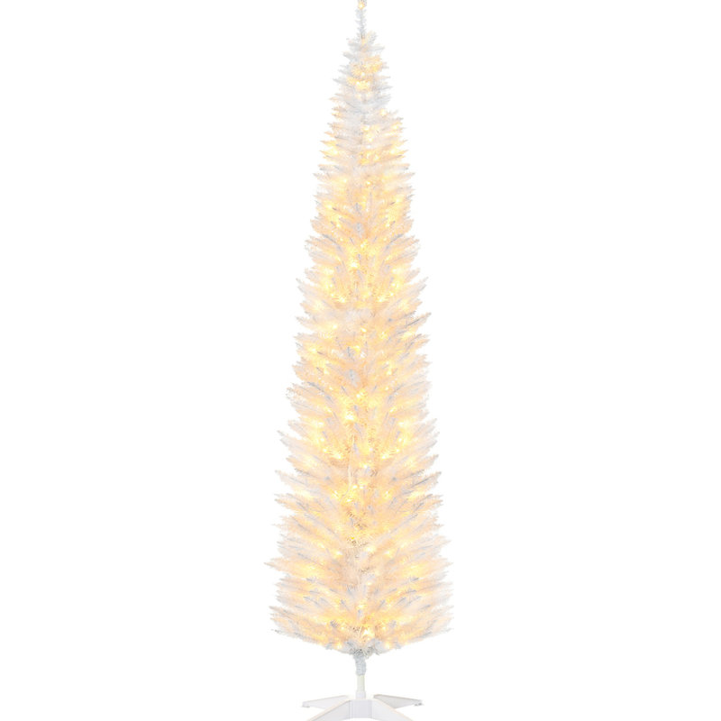 Arbre de Noël d'une hauteur de 94,5 po avec 300 lumières blanches chaudes et 618 pointes, blanc, flamme, activité de bourrage facile, solution de rangement pratique
