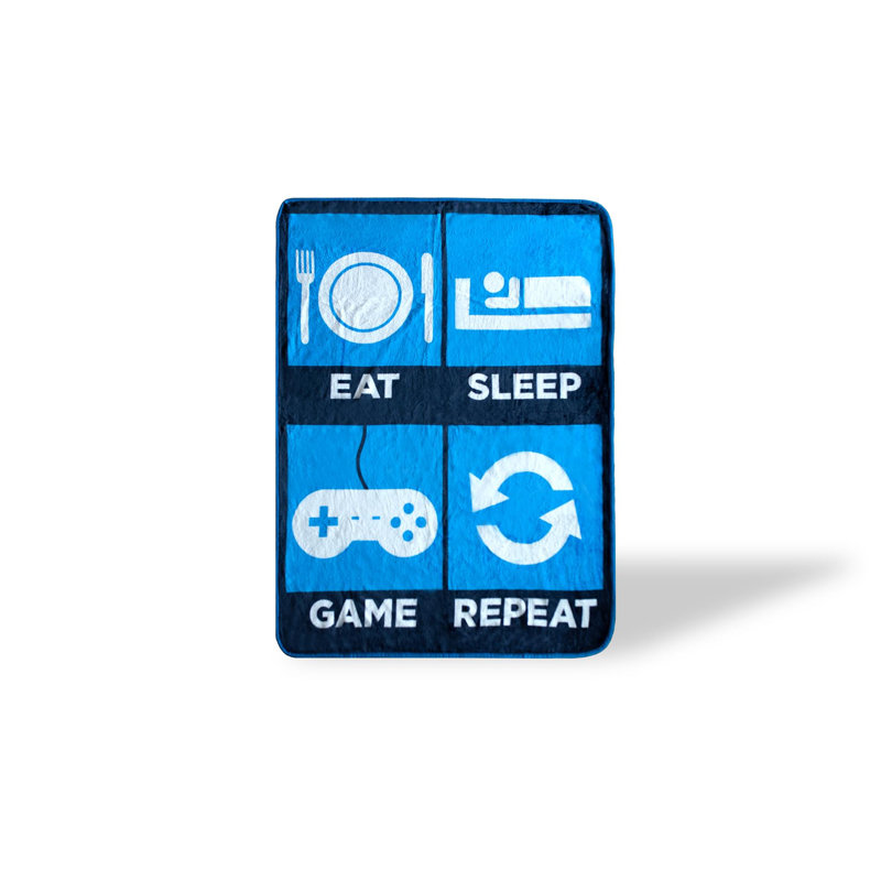 Blue and White Fleece Gamer Throw Blanket